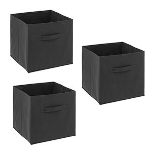 5five Opbergmand/kastmandje - 3x - Zwart - 31 x 31 x 31 cm - 29 liter - Vakkenkast manden - Stof -