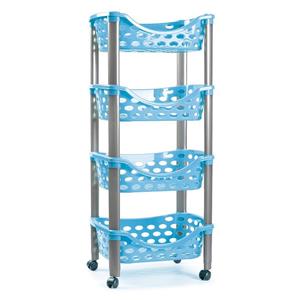 PlasticForte Trolley - keukentrolley op wieltjes - 4-laags - blauw - kunststof - x 88 cm -