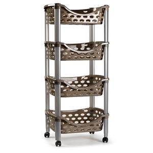 PlasticForte Trolley - keukentrolley op wieltjes - 4-laags - bruin - kunststof - x 88 cm -