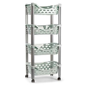 PlasticForte Trolley - keukentrolley op wieltjes - 4-laags - groen - kunststof - x 88 cm -