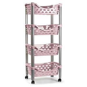 PlasticForte Trolley - keukentrolley op wieltjes - 4-laags - roze - kunststof - x 88 cm -