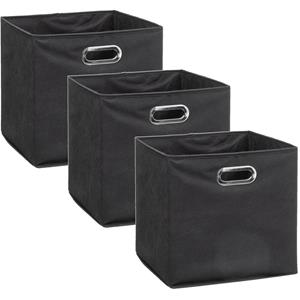 5five Opbergmand/kastmand donkergrijs - Set van 3x stuks - linnen - 29 liter - 31 x 31 x 31 cm - Opbergbox -