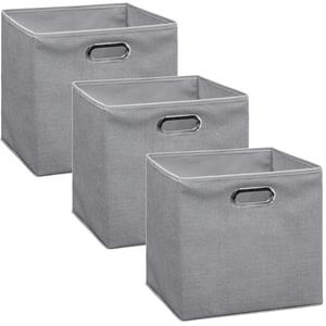 5five Opbergmand/kastmand grijs - Set van 3x stuks - linnen - 29 liter - 31 x 31 x 31 cm - Opbergbox - Vak -