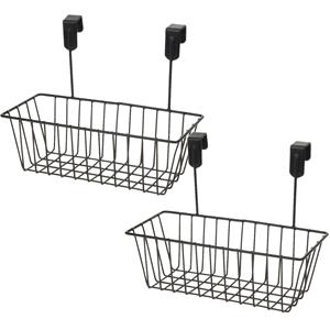 Merkloos Set van 3x stuks mandje met deurhaken zwart metaal 28 x 9,5 cm -
