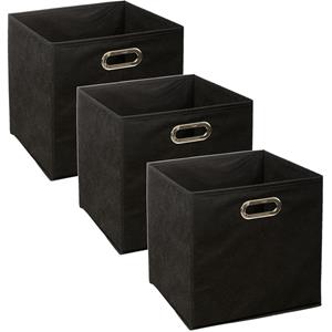 5five Opbergmand/kastmand zwart - Set van 3x stuks - linnen - 29 liter - 31 x 31 x 31 cm - Opbergbox - Vak -