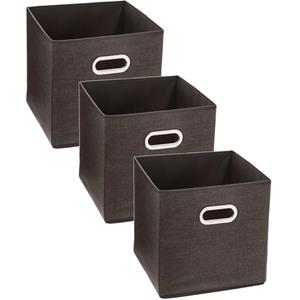5five Set van 3x stuks opbergmand/kastmand 29 liter bruin linnen 31 x 31 x 31 cm -