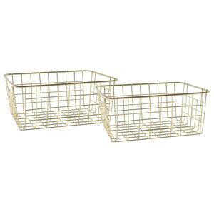 Easyline Draadmand - Set van 3x stuks - goudkleurig - industrieel - opbergmand - 24x18x10 cm -
