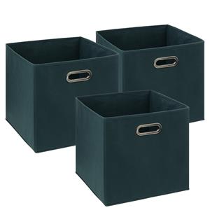5five Opbergmand/kastmandje - 3x - Smaragd groen - 31 x 31 x 31 cm - 29 liter - Vakkenkast manden - Stof -