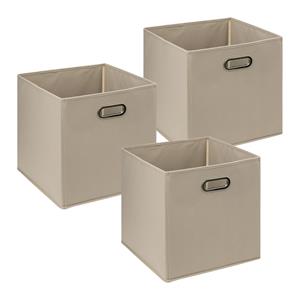 5five Opbergmand/kastmandje - 3x - Taupe - 31 x 31 x 31 cm - 29 liter - Vakkenkast manden - Stof -