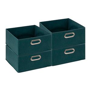 5five Opbergmand/kastmand - 4x - petrol blauw - linnen - 14 liter - 31 x 31 x 15 cm - Opbergbox - Vakkenka -