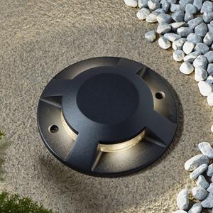 LUCANDE LED vloerspot Jeffrey, zwart, 4-lamps, Ø 20 cm