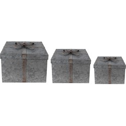 Clayre & Eef Opbergdoos 24x24x18 cm Grijs Metaal Vierkant Opbergbox