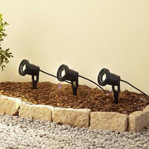 LINDBY Thorgal grondspies lamp, Ø 9,8 cm, zwart, set van 3