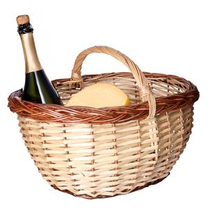 CM Picknickmand met hengsel - naturel - riet - 45 x 33 x 21  -