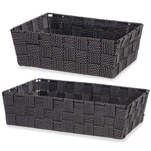 Kipit Set van 4x stuks Kast/badkamer opbergmandjes zwart in 2 formaten -