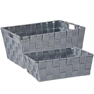 Kipit Kast/badkamer opbergmandjes set van 4x stuks zilvergrijs in 2 formaten -