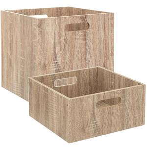 5five Set van 2x stuks opbergmanden/kastmanden 14 en 29 liter naturel van hout 31 cm -