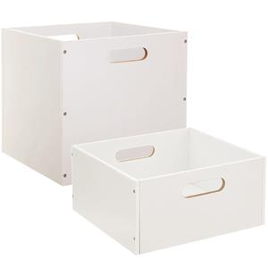 5five Set van 2x stuks opbergmanden/kastmanden 14 en 29 liter wit van hout 31 cm -