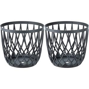 Prosperplast Draadmand/wasmand/opbergmand - 2x - van stevig kunststof - antraciet - D33 x H33 cm -