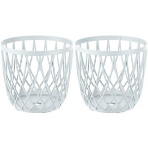 Prosperplast Draadmand/wasmand/opbergmand - 2x - van stevig kunststof - wit - D33 x H33 cm -