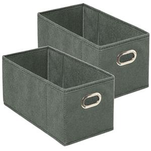 5five Set van 4x stuks opbergmand/kastmand 7 liter grijsgroen linnen 31 x 15 x 15 cm -