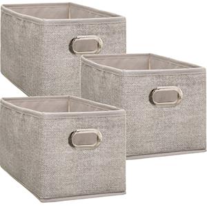 5five Opbergmand/kastmand - Set van 4x stuks - beige - linnen - 7 liter - 31 x 15 x 15 cm - Opbergbox - Va -