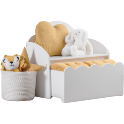 MISOU Speelgoedkist Opbergbox met Bank Wit Hout Opbergbank Kinderba...