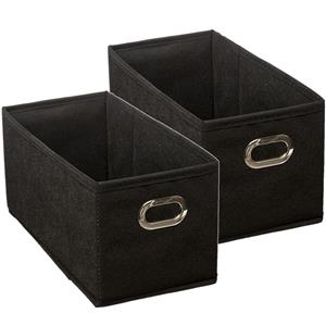 5five Opbergmand/kastmand - Set van 4x stuks - zwart - linnen - 7 liter - 31 x 15 x 15 cm - Opbergbox - Va -