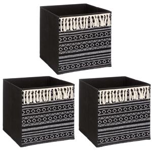 5five Opbergmand/kastmand - 3x - karton/kunststof - 29 liter - zwart - 31 x 31 x 31 cm -