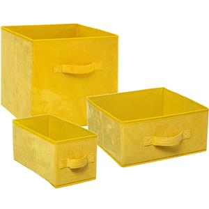 5five Set van 3x stuks opbergmanden/kastmanden 7/14/29 liter geel van polyester 31 cm -