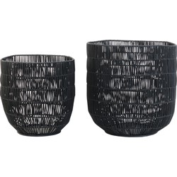 Light & Living Light&living Mand S|2 Ø33x24+Ø41x42 cm MATTN rotan mat zwart