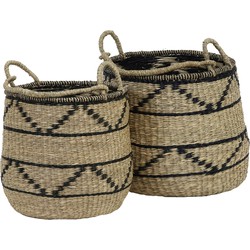 Light & Living Light&living Mand S|2 Ø37x35+Ø46x40 cm YAGUR zeegras naturel-zwart