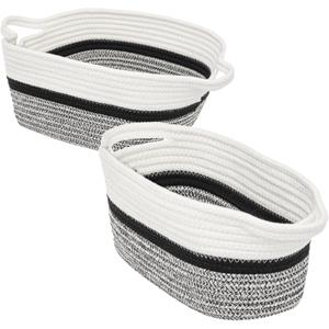 5five Set van 2x stuks opbergmanden met hengsels 7 en 14 liter grijs/zwart/wit -