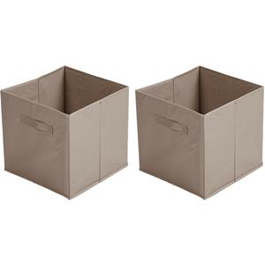 Urban Living Opbergmand/kastmand Square Box - 4x - karton/kunststof - 29 liter - beige - 31 x 31 x 31 cm -
