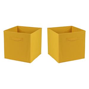Urban Living Opbergmand/kastmand Square Box - 4x - karton/kunststof - 29 liter - oker geel - 31 x 31 x 31 cm -
