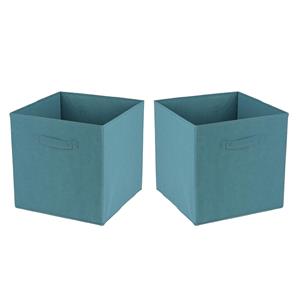 Urban Living Opbergmand/kastmand Square Box - 4x - karton/kunststof - 29 liter - petrol blauw - 31 x 31 x 31 cm -
