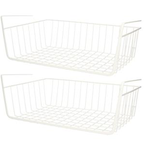 Urban Living Kastmandje - 3x - opberg/hang mandjes - rvs - wit - x 25 x 14 cm -