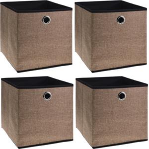 Storage Solutions Opbergmand/kastmand - 4x - bruin - karton/kunststof - 28 liter - 30 x 30 x 30 cm -