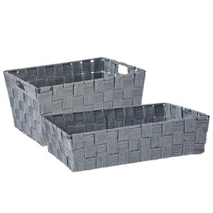 Kipit Kast/badkamer opbergmandjes set van 4x stuks zilvergrijs in 2 formaten -