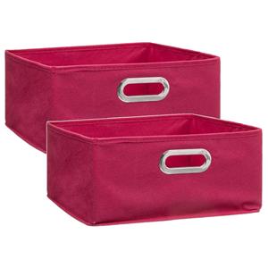 5five Set van 4x stuks opbergmand/kastmand 14 liter framboos roze linnen 31 x 31 x 15 cm -