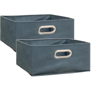 5five Set van 4x stuks opbergmand/kastmand 14 liter grijsblauw linnen 31 x 31 x 15 cm -