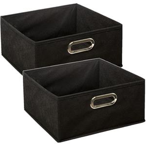 5five Set van 4x stuks opbergmand/kastmand 14 liter zwart linnen 31 x 31 x 15 cm -