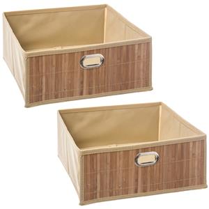 5five 4x stuks opbergmand/kastmand 13 liter beige linnen/bamboe 31 x 15 x 31 cm -