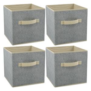 MSV Opbergmand/kastmand - 4x - 18 liter - grijs - 26 x 26 x 26 cm -