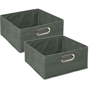 5five Opbergmand/kastmand - 4x - grijsgroen - linnen - 14 liter - 31 x 31 x 15 cm - Opbergbox - Vakkenkast -