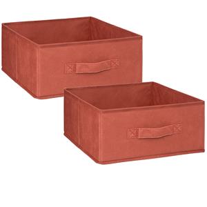 5five Opbergmand/kastmand - 4x stuks - 14 liter - bordeaux rood - 31 x 31 x 15 cm -