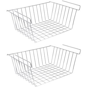 MSV Kastmandje - 4x - opberg/hang mandjes - rvs - zilver - 30 x 24 x 13.5 cm -