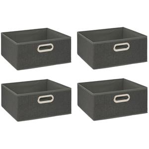 5five Set van 4x opbergmand/kastmand 14 liter donkergrijs linnen 31 x 31 x 15 cm -