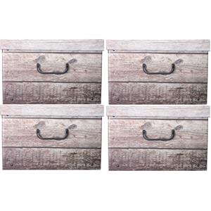 Merkloos Opbergmand/kist/doos - 4x - grijs - karton - 30 liter - 51 x x 24 cm - opvouwbaar -