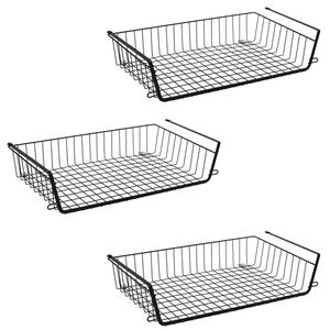 5five Hangmand voor kast - 3x - metaal - 51 x 30 x 11 cm - zwart - kastmandje - opbergers -